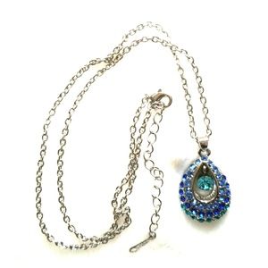 Shades of Blue Crystals and silver chain